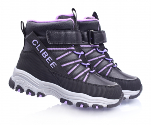 Детские Ботинки зимние Clibee 360 черно-сиреневые